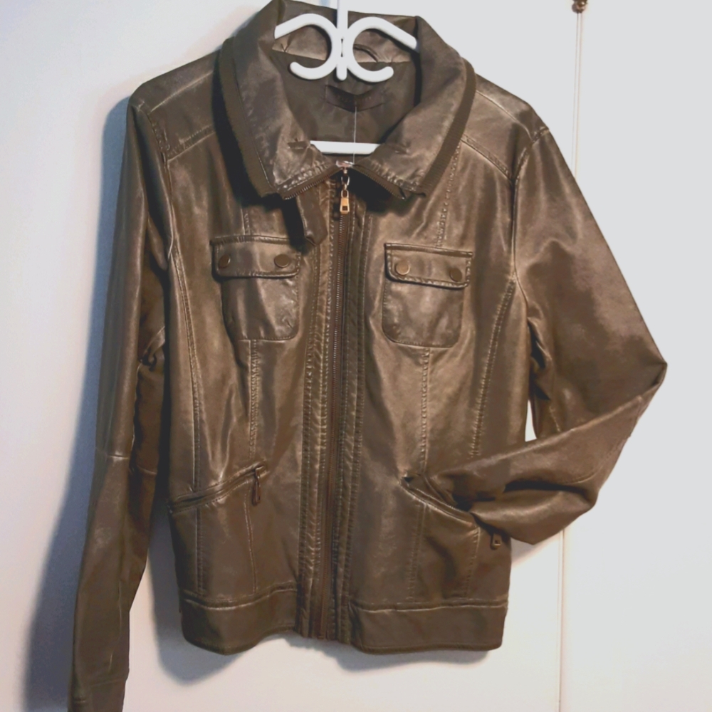 Faux leather XL combat jacket